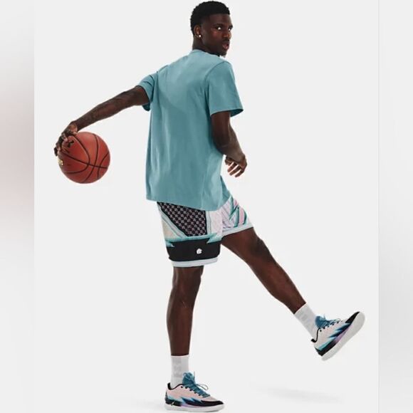 Under Armour Curry Draft Day 8" Basketball Shorts Men's XL Black White Blue Rare - Picture 12 of 13